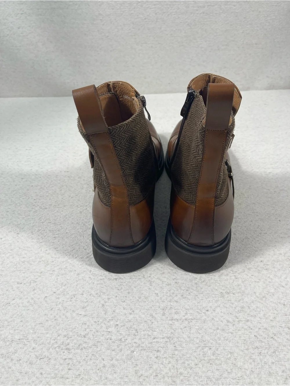 Marc Nolan Men’s Brown Leather Chelsea Ankle Boots Round Toe Zip US 15. SKU#0519